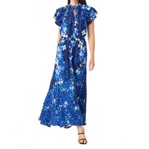 NEW ALIVIA ara maxi skirt in navy augusta garden stripe